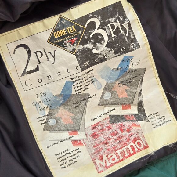 Marmot GORE-TEX Waterproof Shell Vented Hooded Jacket Womens Sz S Ski Winter Vtg - Picture 10 of 14